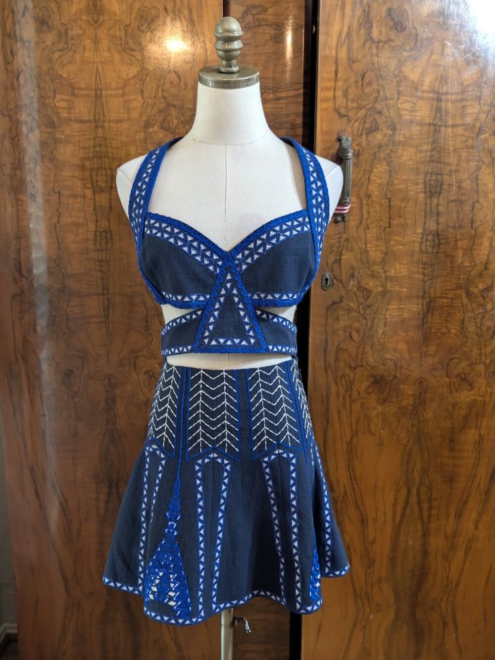 NWT BCBG Maxazria Katrin Embroidered Crop Top & Bronwyn Embroidered Skirt Size L